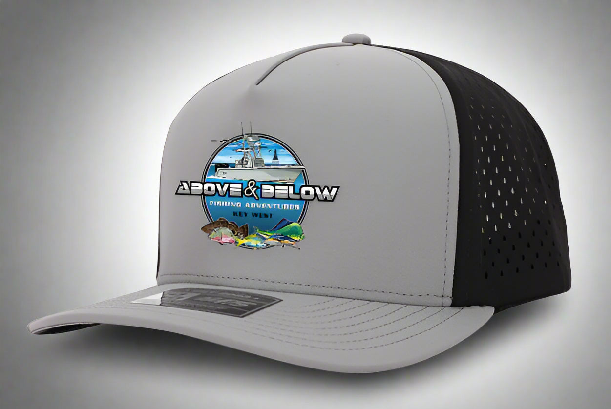 eatures
Streamlined 5-panel design for a minimalist and contemporary appearance
Made from a premium polyester and Spandex blend for comfort, flexibility, and long-lasting durability
Moisture-wicking & antimicrobial sweatband keeps you fresh all day long
Waterproof construction for reliable protection against the elements
Lightweight build ensures effortless comfort — even on the hottest days
Snapback closure allows for personalized and secure fit
Above & Below logo on front panel